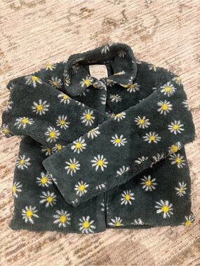 Altar’d State Cozy Daisy Fleece Jacket for Kids - Dark Green